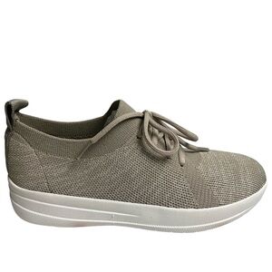 FitFlop F-Sporty Uberknit Lace Up Lightweight Comfort Sneakers Dark Taupe Size 5